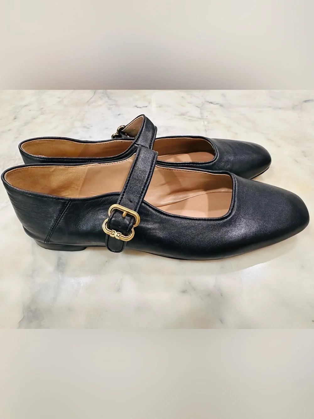 Sam Edelman Michaela Leather Mary Jane Flats Sz 11M gold buckle strap classic - Picture 9 of 13
